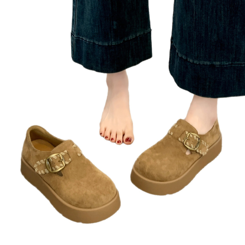 Ženske slip-on loaferice s debelim potplatom i platformom, gornji dio od mikrovlaknaste kože, okrugli nos, 3–5 cm visina platforme, uložak od umjetne kože