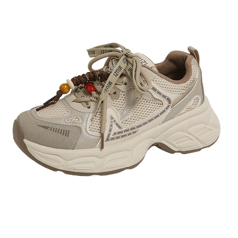 Ženske tenisice tip dad shoes, debela peta za povećanje visine, visok gornji dio, EVA ulošak, gumeni potplat, vezanje