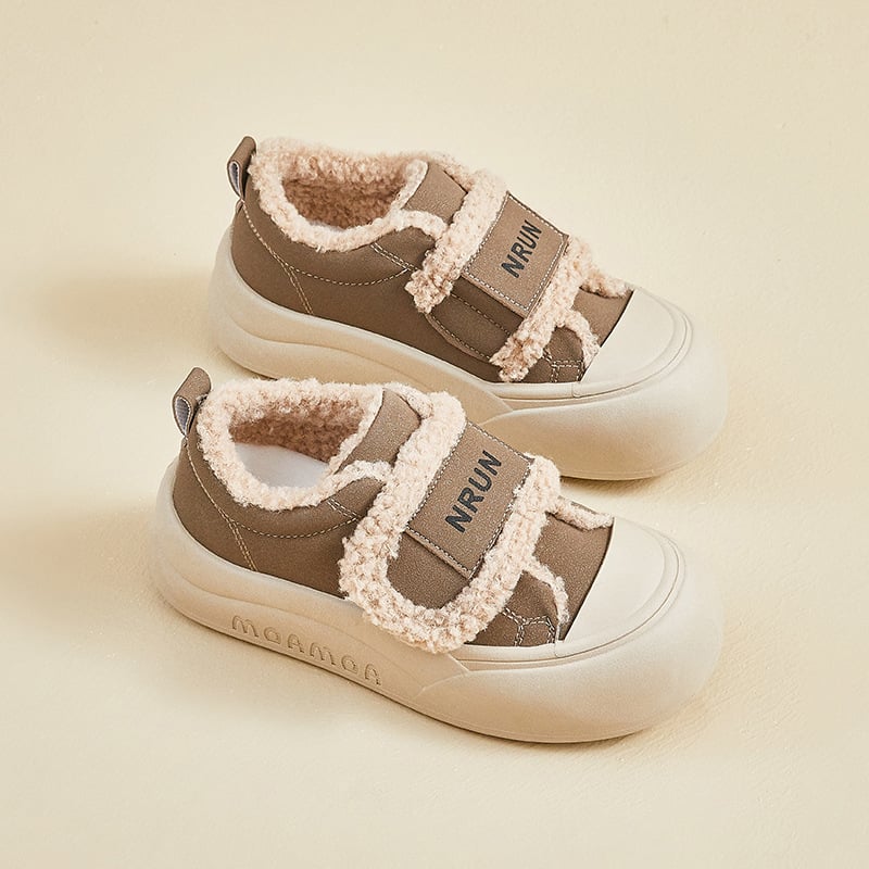 Platformske tenisice za žene, debela potplat, zatvaranje na Velcro, PU gornji dio, topla plišana podstava, okrugli nos