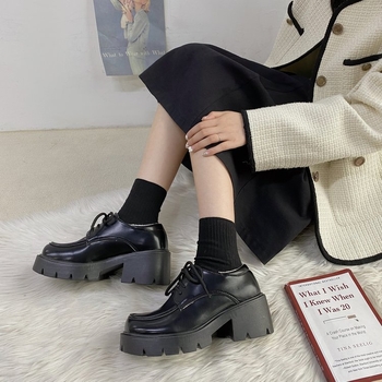 Ženske platforme u korejskom stilu, okrugli nos, 3–5 cm masivni pet, gornji dio od umjetne PU