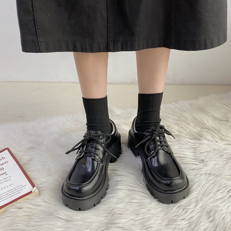 Ženske platforme u korejskom stilu, okrugli nos, 3–5 cm masivni pet, gornji dio od umjetne PU