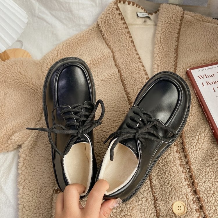 Ženske platforme u korejskom stilu, okrugli nos, 3–5 cm masivni pet, gornji dio od umjetne PU