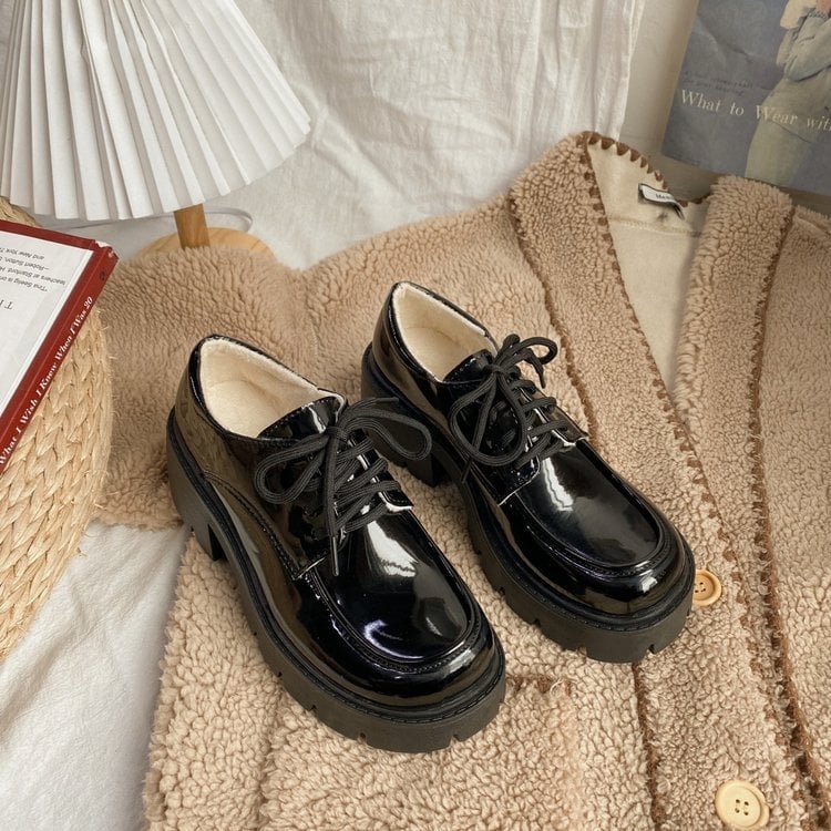 Ženske platforme u korejskom stilu, okrugli nos, 3–5 cm masivni pet, gornji dio od umjetne PU