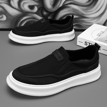 Pantofi de canvas pentru bărbați slip-on, respirabili, profil subțire, talpă din cauciuc, branț PU