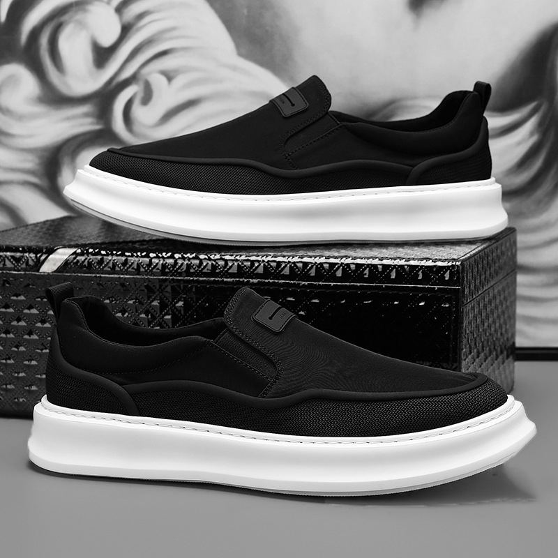 Pantofi de canvas pentru bărbați slip-on, respirabili, profil subțire, talpă din cauciuc, branț PU