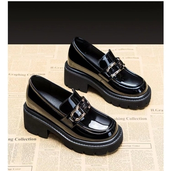 Ženski loafers s PU gornjim dijelom, okrugli vrh, srednja visina potpetice 3-5 cm, britanski stil.