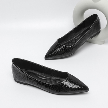 Ženske ploske cipele s uskim vrhom, PU gornji dio, niska peta, PU ulošak, gumeni potplat