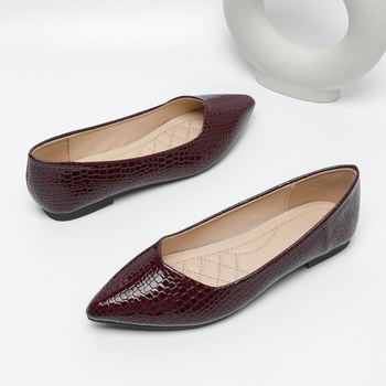 Ženske ploske cipele s uskim vrhom, PU gornji dio, niska peta, PU ulošak, gumeni potplat