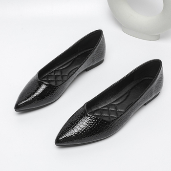 Ženske ploske cipele s uskim vrhom, PU gornji dio, niska peta, PU ulošak, gumeni potplat