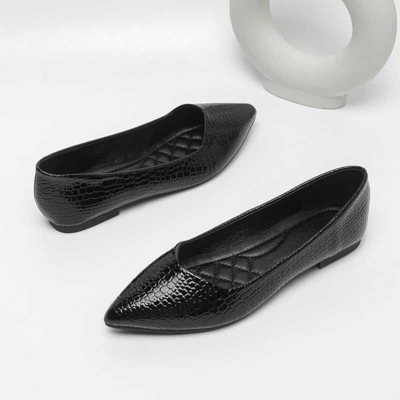 Ženske ploske cipele s uskim vrhom, PU gornji dio, niska peta, PU ulošak, gumeni potplat