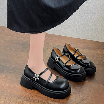 Mary Jane cipele, Vintage platforma, PU gornji dio, okrugla vrh, 6-8 cm debeli potpetica