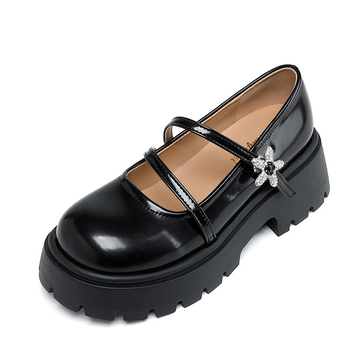 Mary Jane cipele, Vintage platforma, PU gornji dio, okrugla vrh, 6-8 cm debeli potpetica