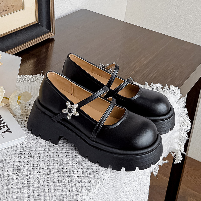 Mary Jane cipele, Vintage platforma, PU gornji dio, okrugla vrh, 6-8 cm debeli potpetica