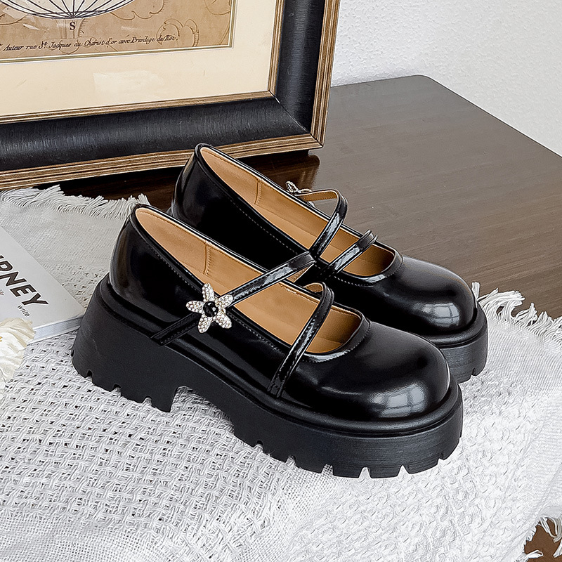 Mary Jane cipele, Vintage platforma, PU gornji dio, okrugla vrh, 6-8 cm debeli potpetica
