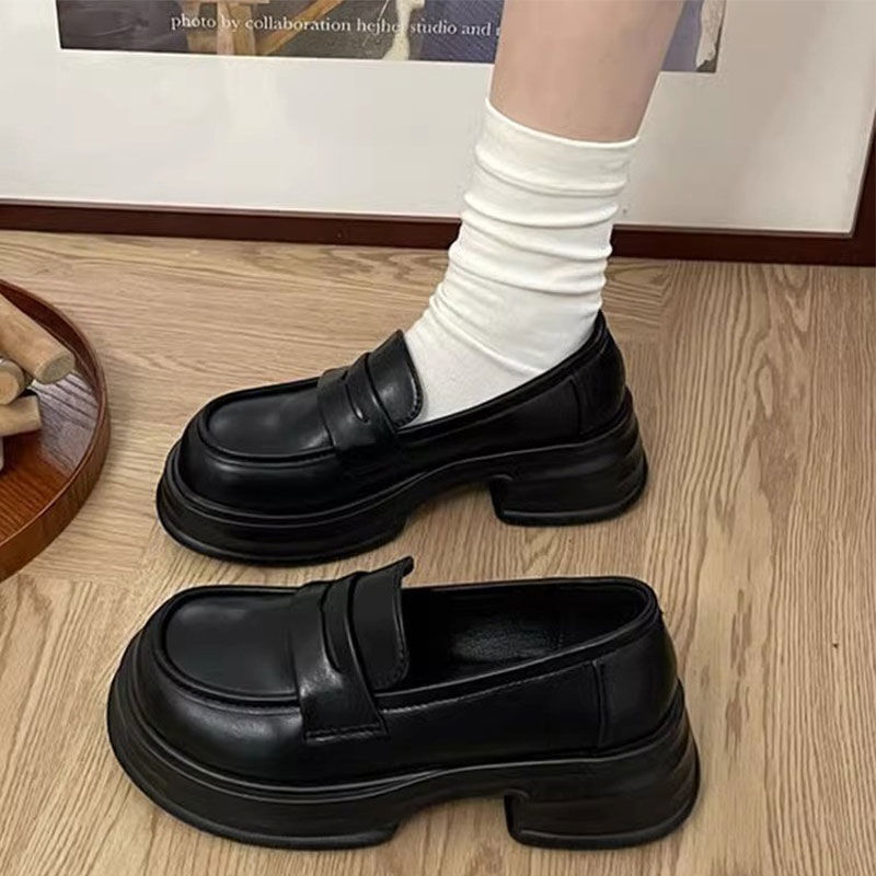 Ženske loaferice, okrugli vrh, gornji dio od sintetičke kože, korejski stil, gumena potplat