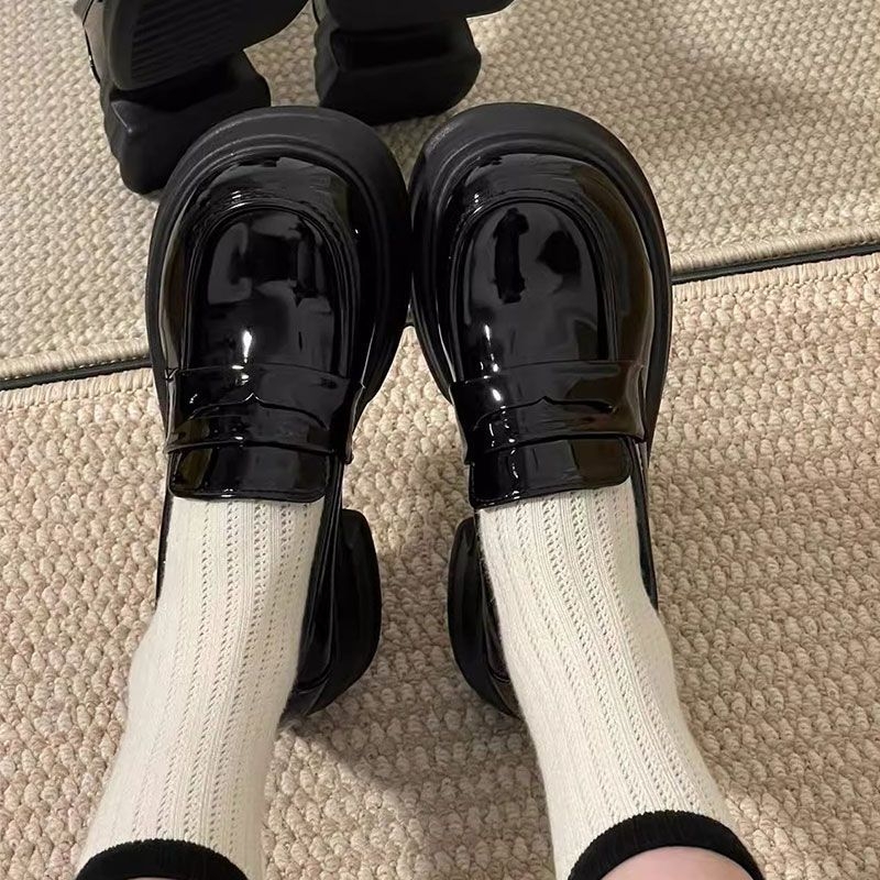 Ženske loaferice, okrugli vrh, gornji dio od sintetičke kože, korejski stil, gumena potplat