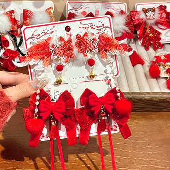 Τσιμπιδάκι μαλλιών με σχήμα φιόγκο, υφασμάτινο, χειροποίητο, πλευρικός κλιπ, για παιδιά, ρετρό στυλ