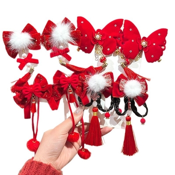 Τσιμπιδάκι μαλλιών με σχήμα φιόγκο, υφασμάτινο, χειροποίητο, πλευρικός κλιπ, για παιδιά, ρετρό στυλ