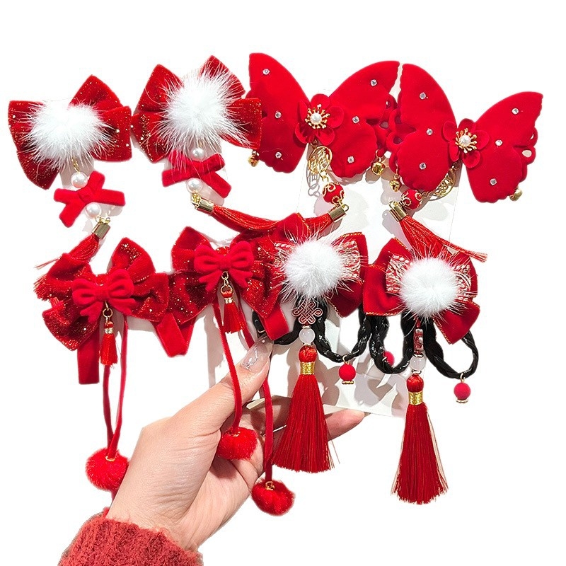 Τσιμπιδάκι μαλλιών με σχήμα φιόγκο, υφασμάτινο, χειροποίητο, πλευρικός κλιπ, για παιδιά, ρετρό στυλ