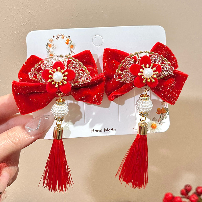 Τσιμπιδάκι μαλλιών με σχήμα φιόγκο, υφασμάτινο, χειροποίητο, πλευρικός κλιπ, για παιδιά, ρετρό στυλ