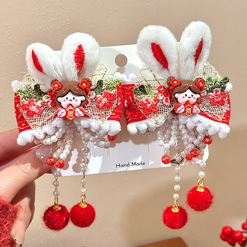 Τσιμπιδάκι μαλλιών με σχήμα φιόγκο, υφασμάτινο, χειροποίητο, πλευρικός κλιπ, για παιδιά, ρετρό στυλ