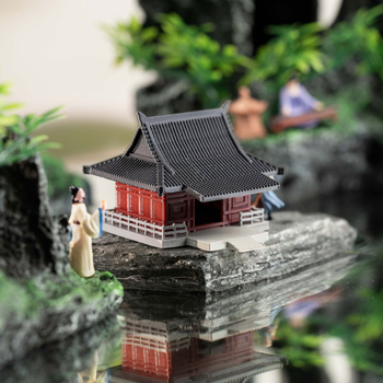 Пластмасов миниатюрен пейзажен декоративен елемент: античен павилион с скална градина за аквариуми и сухоземни резервоари