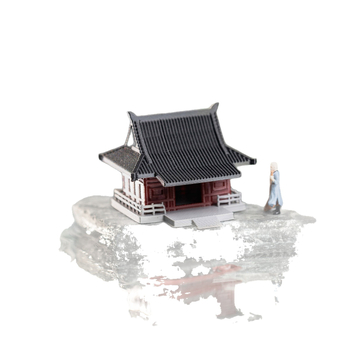 Пластмасов миниатюрен пейзажен декоративен елемент: античен павилион с скална градина за аквариуми и сухоземни резервоари