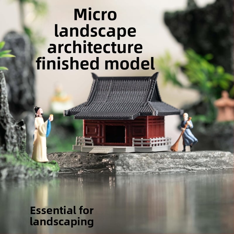 Пластмасов миниатюрен пейзажен декоративен елемент: античен павилион с скална градина за аквариуми и сухоземни резервоари