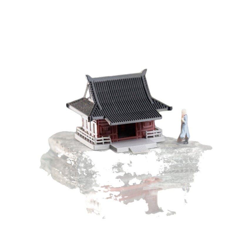 Пластмасов миниатюрен пейзажен декоративен елемент: античен павилион с скална градина за аквариуми и сухоземни резервоари
