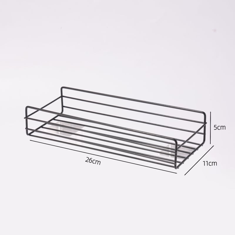 Željezni zidni rega za pohranu — bez bušenja, organizator za kupaonicu i kuhinju, 1 polic, moderan minimalistički stil