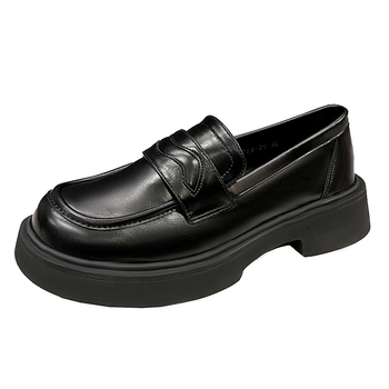 Ženske loaferice s debelim potplatom za jesen - Slip-On; gornji dio od mikrovlakana; zaobljena špička; 3–5 cm visina peta; ulošak od pigskin