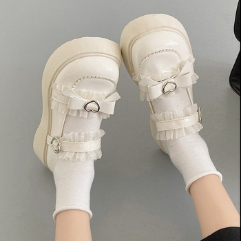 Ženske Mary Jane cipele, PU gornji dio, okrugli vrh, srednja potpetica 3–5 cm, Lolita stil
