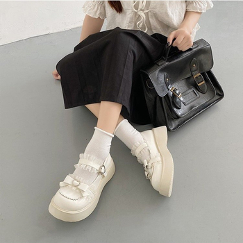 Ženske Mary Jane cipele, PU gornji dio, okrugli vrh, srednja potpetica 3–5 cm, Lolita stil