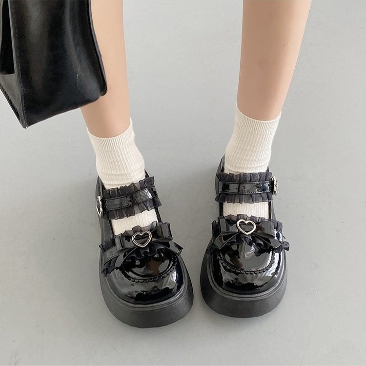Ženske Mary Jane cipele, PU gornji dio, okrugli vrh, srednja potpetica 3–5 cm, Lolita stil