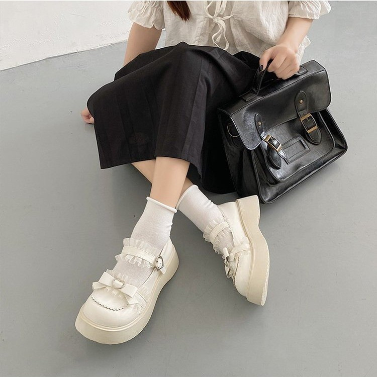 Ženske Mary Jane cipele, PU gornji dio, okrugli vrh, srednja potpetica 3–5 cm, Lolita stil