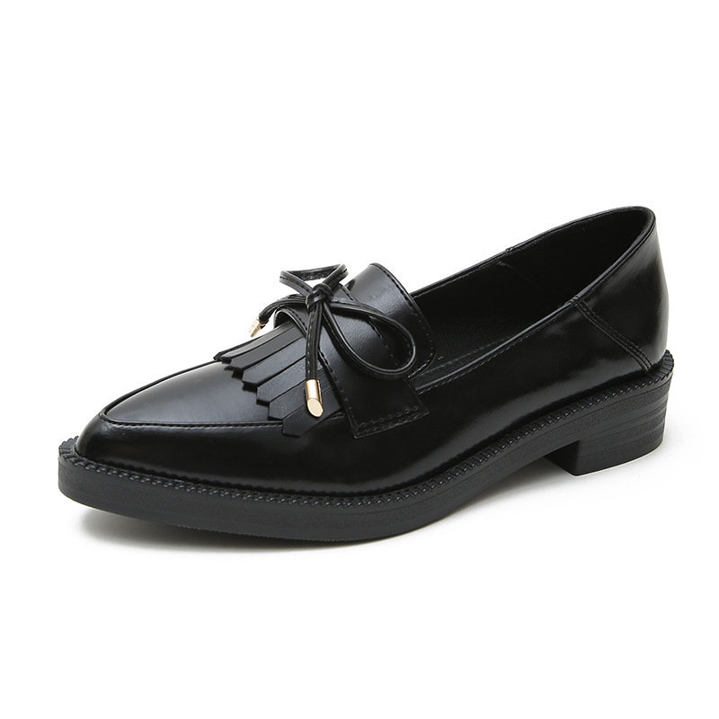 Ženske loaferice u engleskom stilu, umjetna koža, oštar vrh, srednje visoka potpetica 3–5 cm, gumena potplata, mikrovlakana uloška