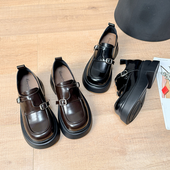 Ženske loaferice britskog stila, mikrovlakno gornji materijal, okrugli vrh, platforma 6–8 cm, EVA đon