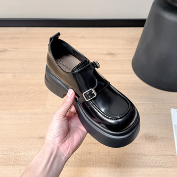 Ženske loaferice britskog stila, mikrovlakno gornji materijal, okrugli vrh, platforma 6–8 cm, EVA đon