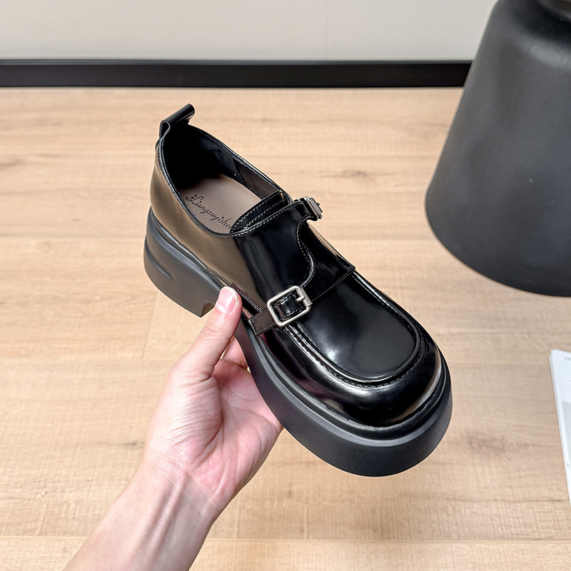 Ženske loaferice britskog stila, mikrovlakno gornji materijal, okrugli vrh, platforma 6–8 cm, EVA đon