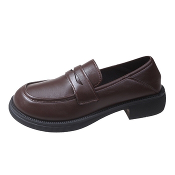 Ženski loaferi u britanskom stilu, gornji dio PU, okrugli vrh, niski pet 1–3 cm, gumena potplata, slip-on