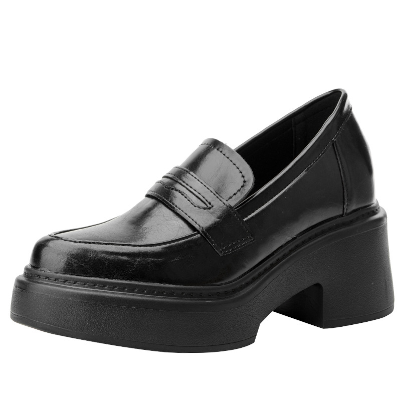 Ženske platforme loaferice s unutarnjom visinom od 10 cm, šiljat nos, velur gornji dio, debeli blok peta, đon od gumene pjene