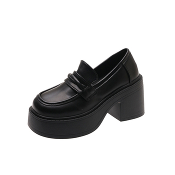 Ženske casual loaferice japanskog stila JK, PU gornji dio, okrugli vrh, srednje visina pete 3–5 cm, zatvaranje na Velcro