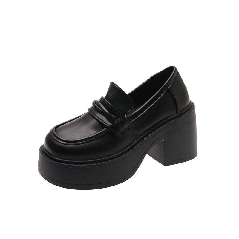 Ženske casual loaferice japanskog stila JK, PU gornji dio, okrugli vrh, srednje visina pete 3–5 cm, zatvaranje na Velcro
