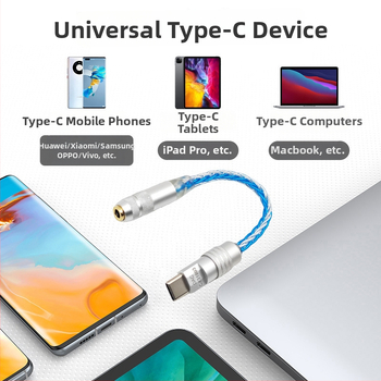 Kábel Type-C na 3,5 mm s DAC digitálnym dekódovaním, strieborno-povlakovaný meďový vodič, model LC-0001