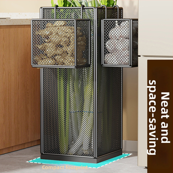 Kuhinjski organizator polic s metalnom konstrukcijom; višestruka upotreba za skladištenje povrća i začina na ploči; 1-slojni regal; moderan minimalistički dizajn.