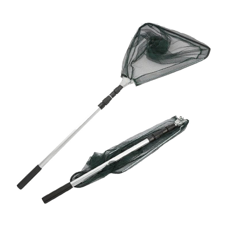 Plasă de pescuit pentru degajare din aliaj de aluminiu, plasă triunghiulară pliabilă, tijă telescopică, plasă detașabilă de degajare