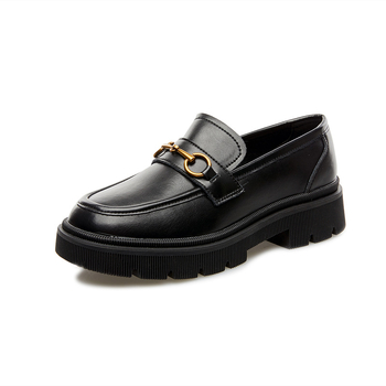Ženski loafers od tkanine, okrugli nos, srednja peta 3-5 cm, slip-on