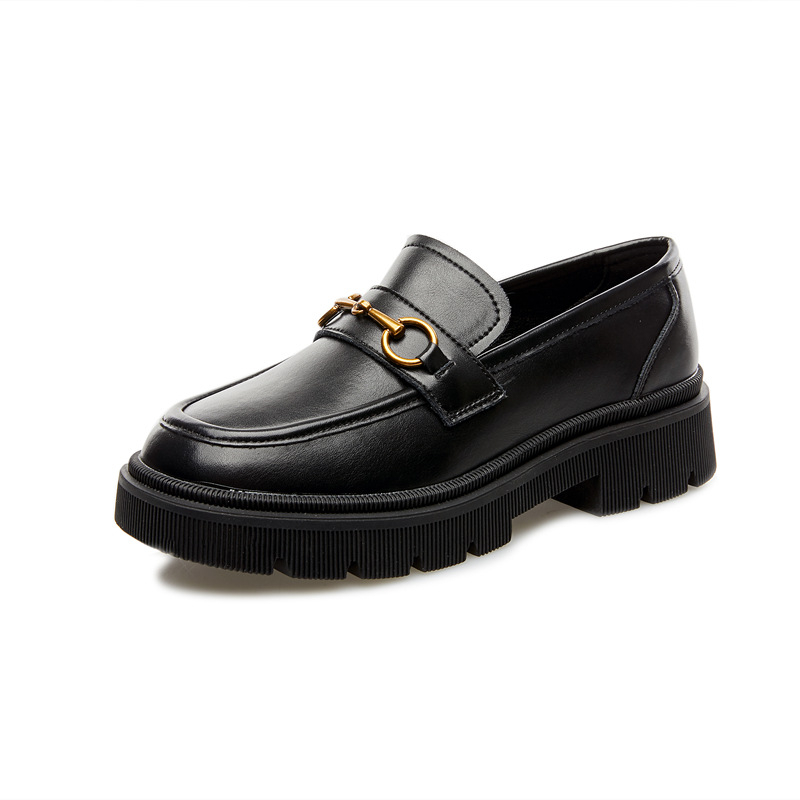 Ženski loafers od tkanine, okrugli nos, srednja peta 3-5 cm, slip-on