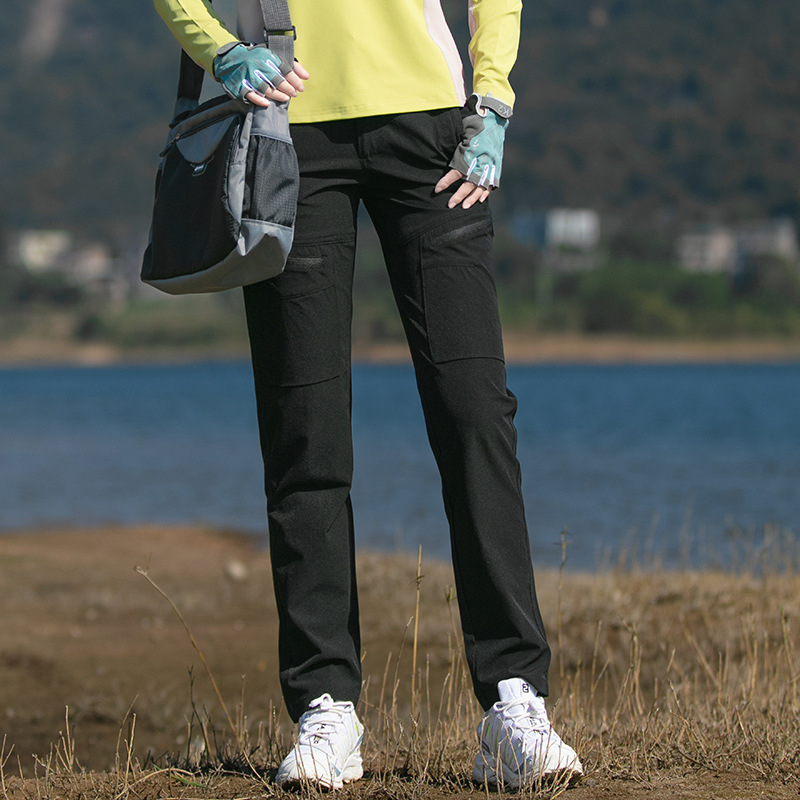 Pantaloni de drumeție cu uscare rapidă pentru femei – aerisiți, croială slim, cu mai multe buzunare (Uscare rapidă, Vară, Femei)