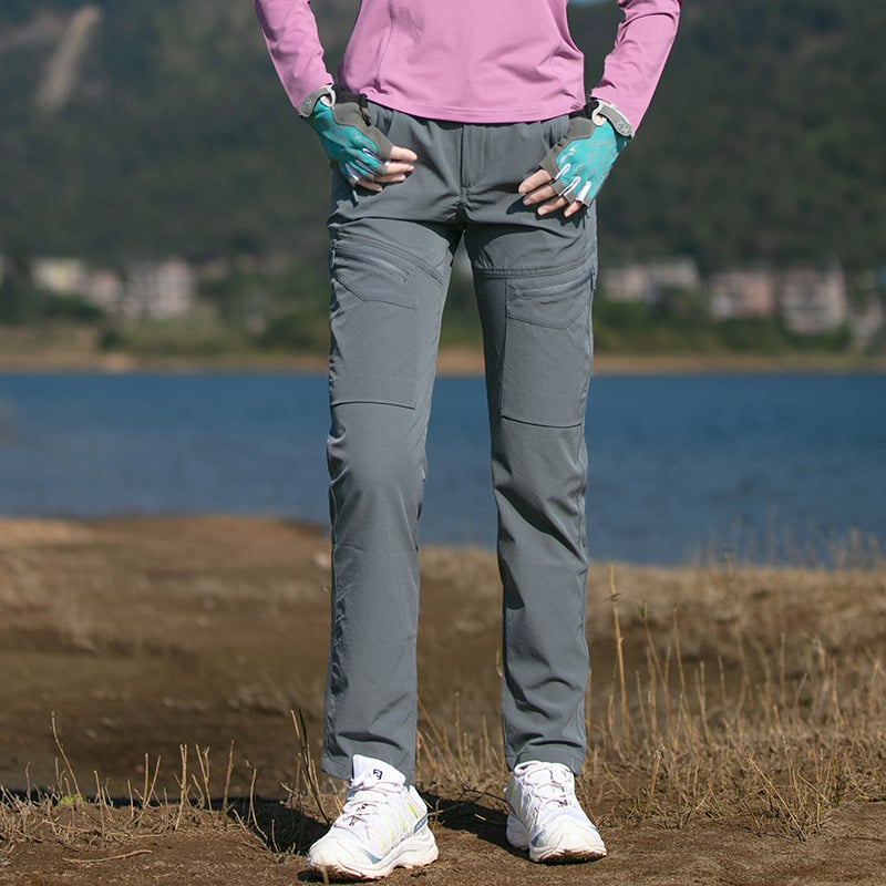 Pantaloni de drumeție cu uscare rapidă pentru femei – aerisiți, croială slim, cu mai multe buzunare (Uscare rapidă, Vară, Femei)